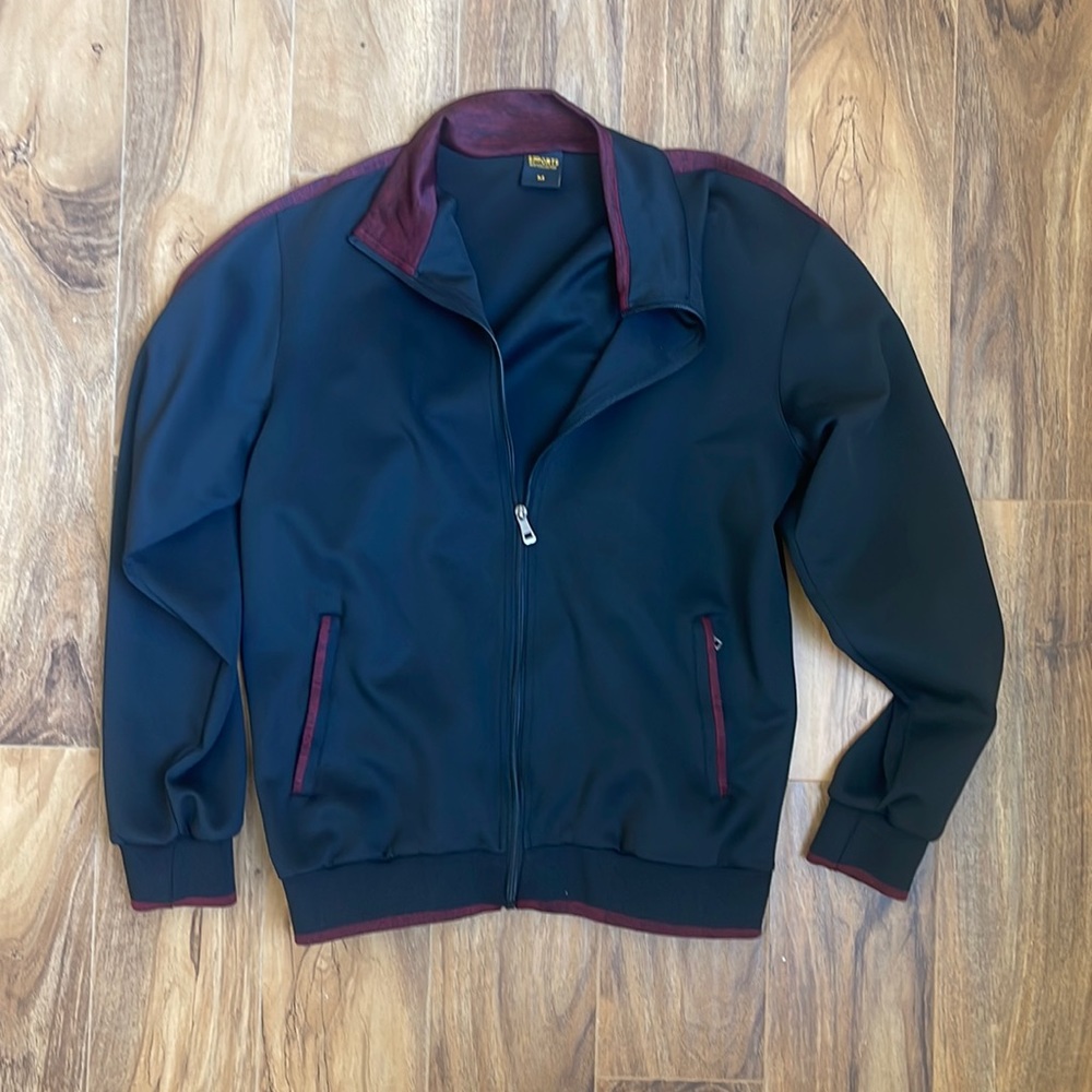 Sportsbest Athletic Track suit jacket // black + Maroon red / Size M Mens NWOT